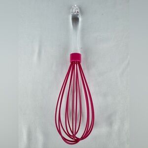 Pink Silicone Wire Whisk with Clear Handle